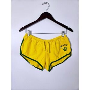 Authentic Gear Jamaica Shorts One Love Yellow Green Retro Dolphin XL Hibiscus